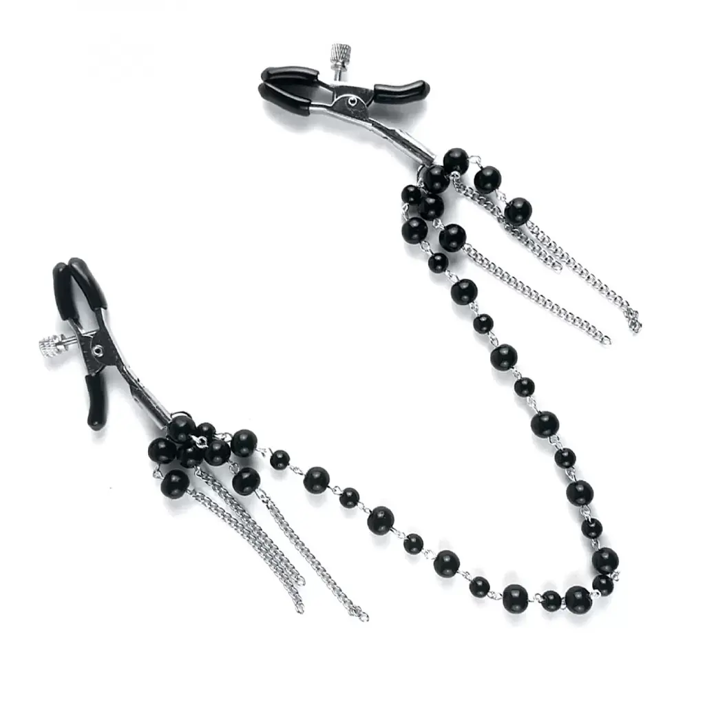 Затискачі для сосків з декоративною підвіскою Art of Sex - Nipple clamps Afina Black - фото 3