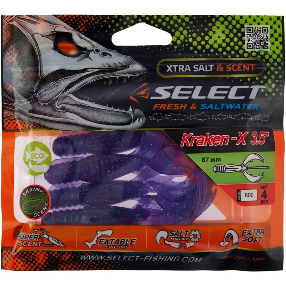 Силикон Select Kraken-X 3.5" #800 (4 шт/уп) - фото 2