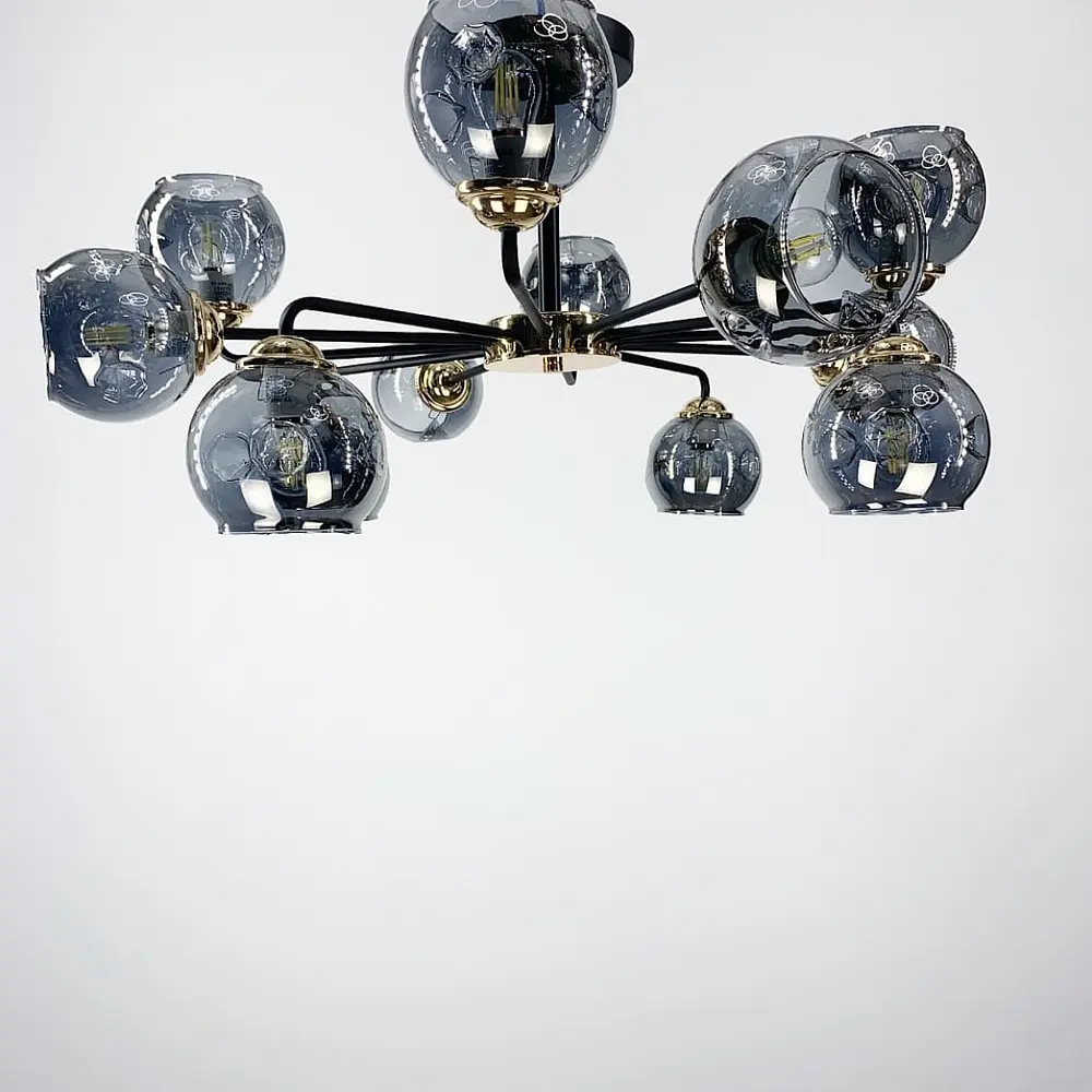 Потолочная люстра на 12 ламп с плафонами графит Line.F 81846/12. - фото 4