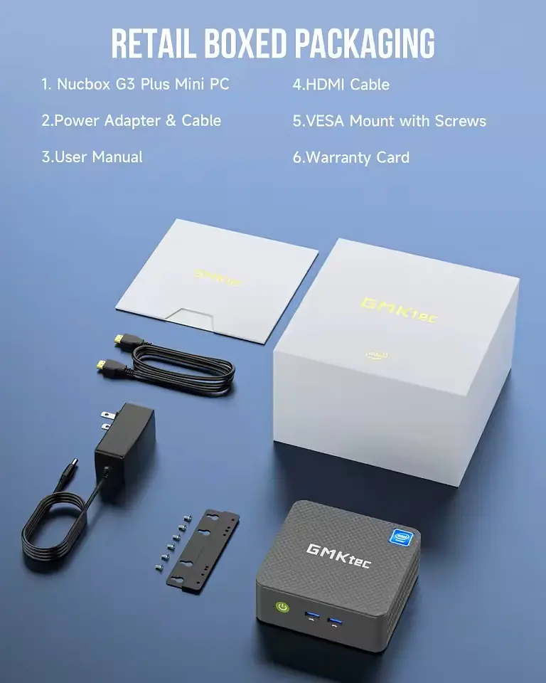 Неттоп GMKtec NucBox G3 Plus Titanium Grey N150 16Gb DDR4 512Gb SSD NVMe Graphics 2.5GLan 4xUSB 3.2 2xHDMI Windows 11 Pro крепление VESA в комплекте - фото 6