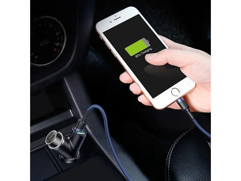 Автомобільний зарядний пристрій BASEUS Y type dual USB+cigarette lighter extended car charger 3.1 A Black (CCALL-YX01) - фото 5