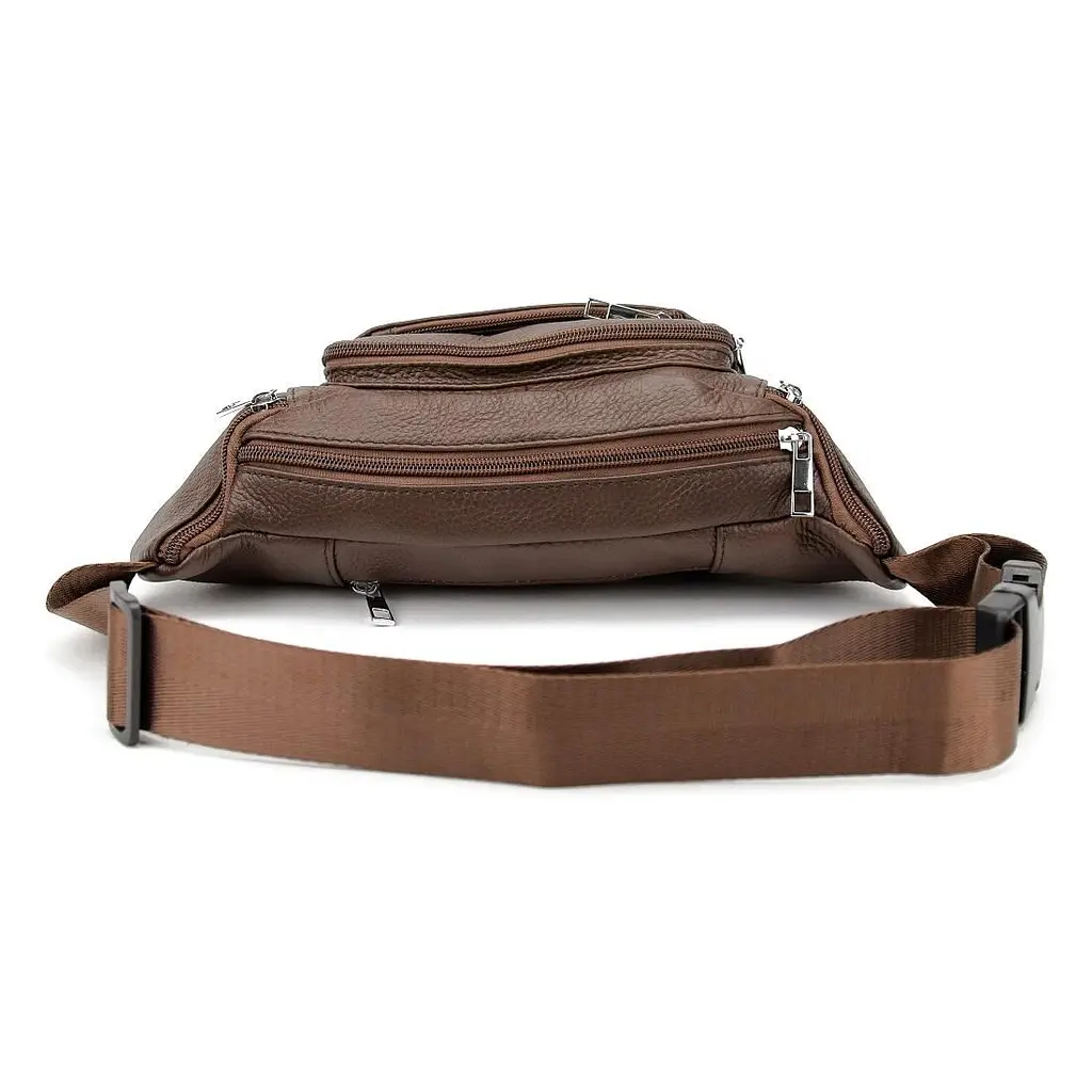 Містка шкіряна сумка на пояс коричнева Tiding Bag M56-2030C - фото 5