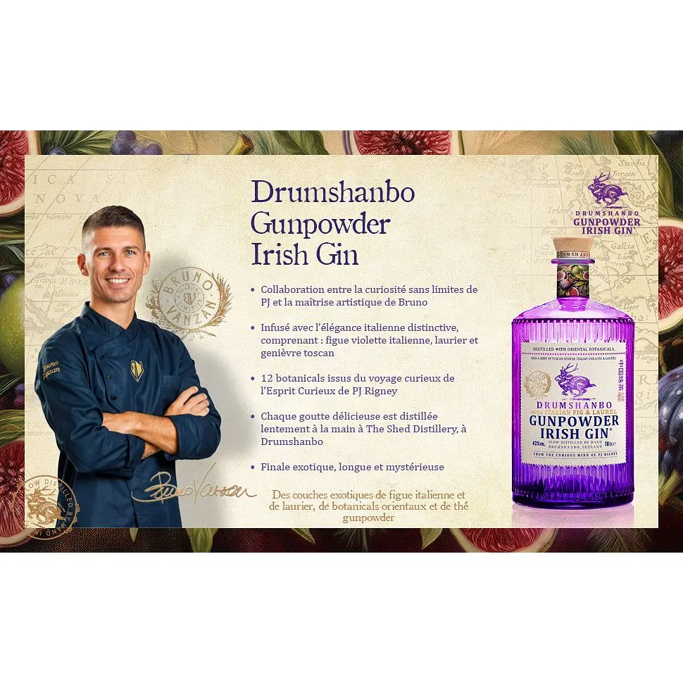 Джин Drumshanbo Gunpowder Irish Gin Италия Fig and Laurel-Bruno Edition 43% 0.7 л - фото 3