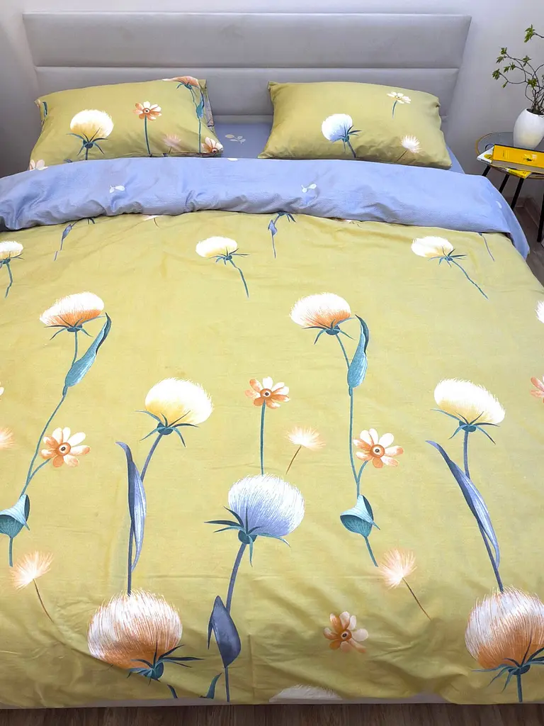 Комплект постільної білизни Ecotton Євро 210х220 см гірчичний Кульбаби (21211А) (23754) - фото 5