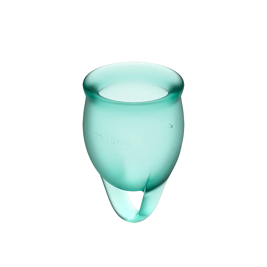 Satisfyer Feel Confident-набір менструальних чаш, 15 мл і 20 мл (зелений) - фото 5