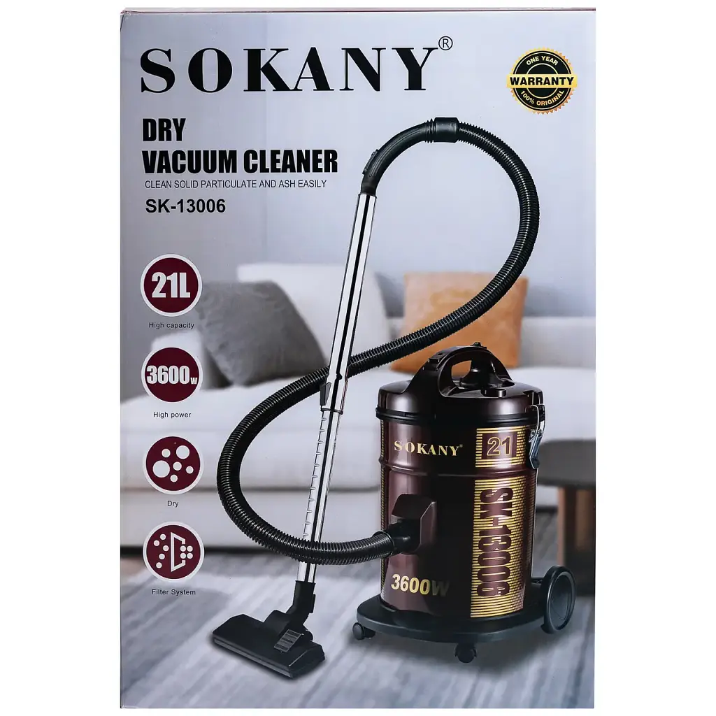 Профессиональный пылесос SOKANY SK-13006 с мешком 21 л и НЕРА-фильтром, красный Sokany SK-13006 - фото 5