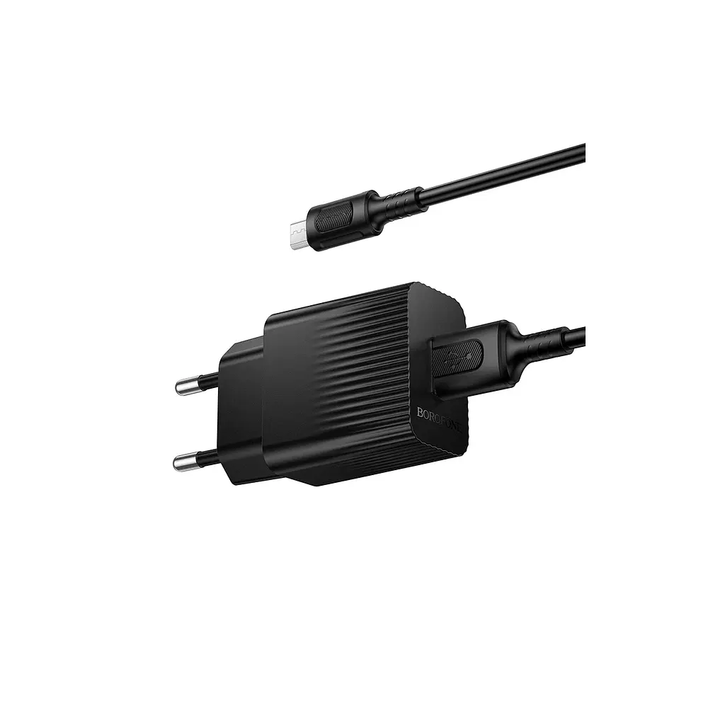 Зарядний пристрій BOROFONE BAS71A USB + кабель USB-A — Micro-USB 5P 2.1 А чорний (6941991122590) - фото 2