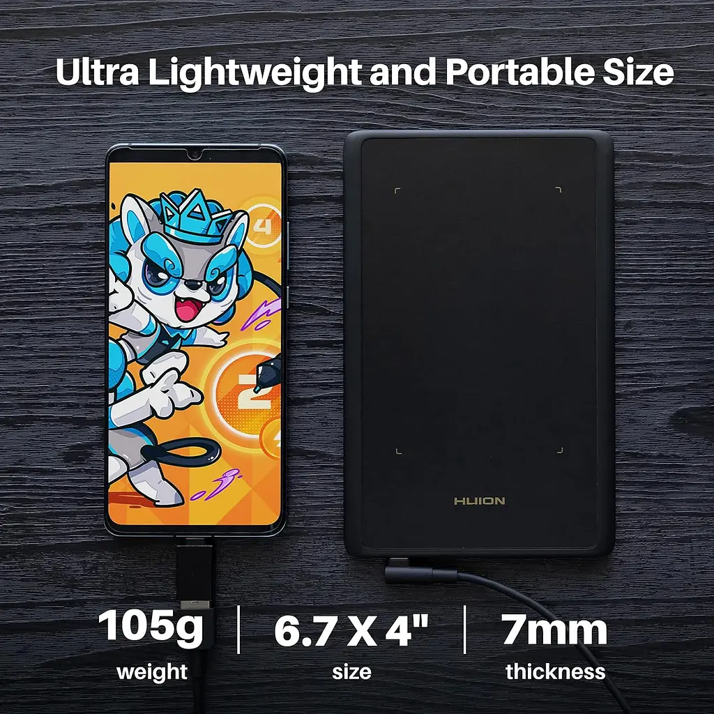 Huion Графічний планшет 4.17"x 2.6" H420X USB-C чорний - фото 4