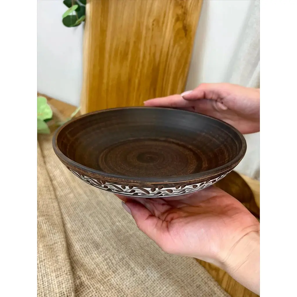 Салатник керамічний (глиняний) різьблений Ангоб 600 мл - фото 5