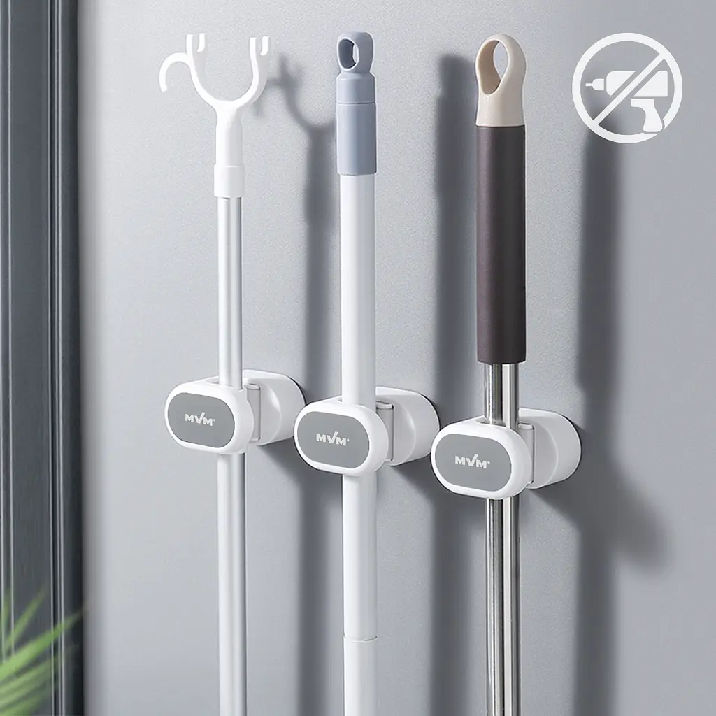Держатель для швабры клейкий MVM My Home BP-19, белый с серым (BP-19 WHITE/GRAY) - фото 10