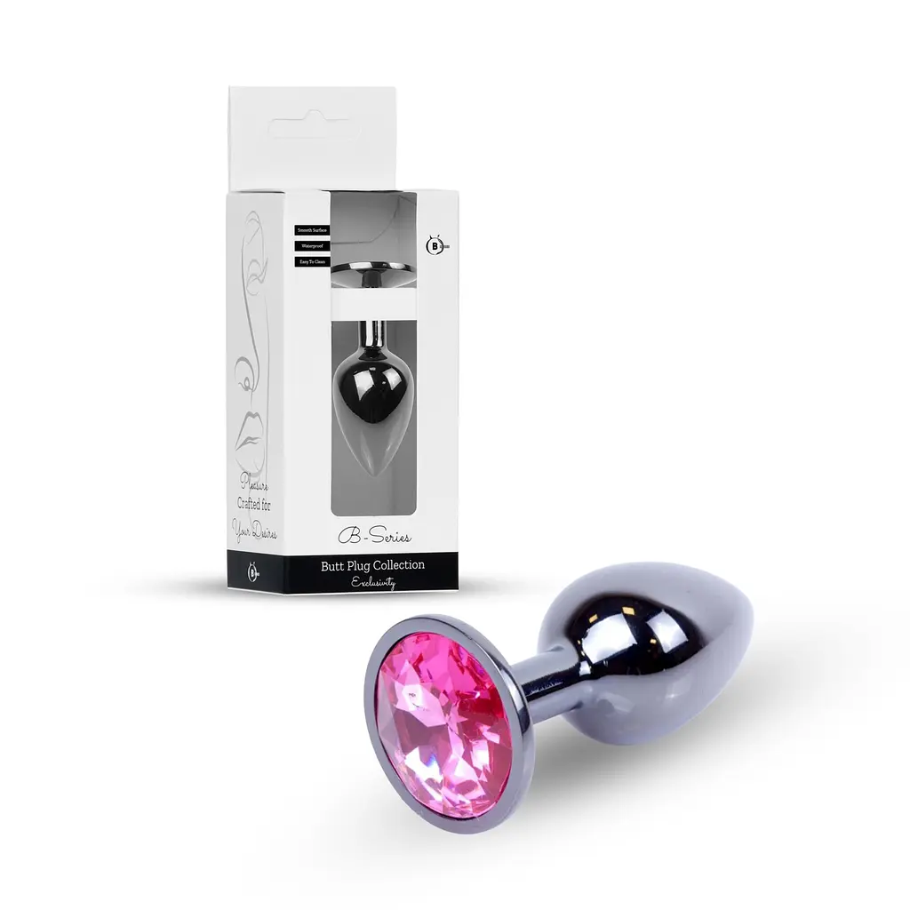 Анальна пробка - Jewellery Dark Silver Plug Pink - фото 11