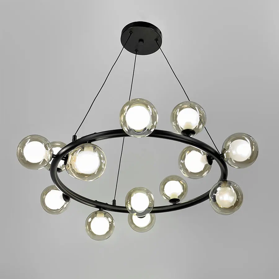 Кольцевая люстра с 15 двойными плафонами Ø 75 см Ст. SG 48/15 BK+CL+WT | Line F - фото 5