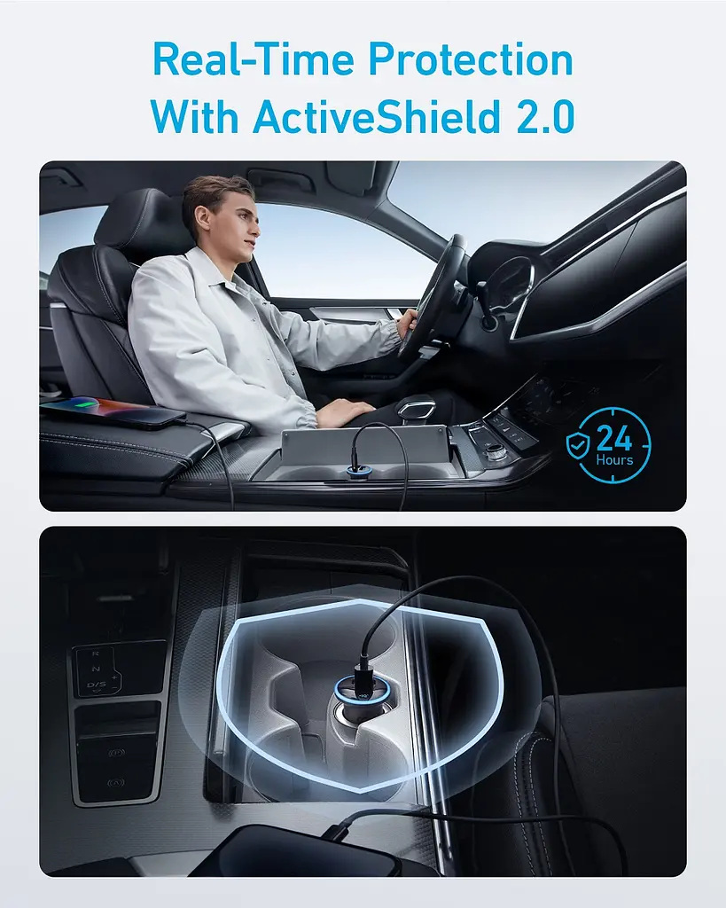 Автомобильное зарядное устройство PowerDrive 323-30W PD + 22.5W USB-A Black Anker teh0022019 - фото 7