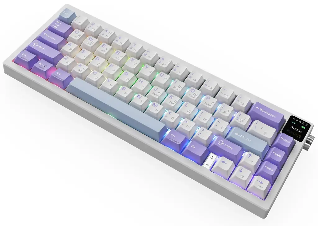 Клавіатура ігрова механічна бездротова Ajazz AK-650WP White-Purple RGB Flying Fish Switch Hot-Swap - фото 4
