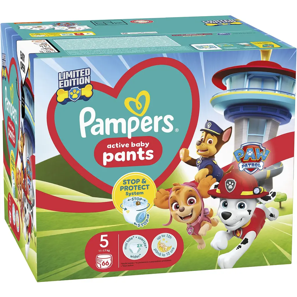 Підгузки-трусики Pampers Active Baby Pants Щенячий патруль Розмір 5 (12-17 кг) 66 шт.  - фото 2