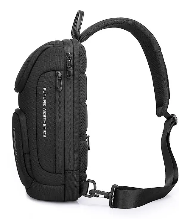 Однолямковий рюкзак через плече Bange BG-7565 7л Сумка-слінг з USB-роз'ємом Black (19369) - фото 2