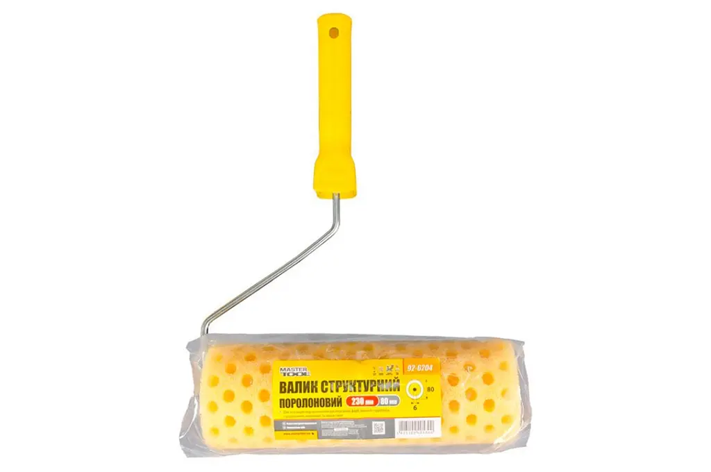 Малярний валик структурний поролоновий Mastertool 80 х 230 мм горошок з ручкою - фото 3