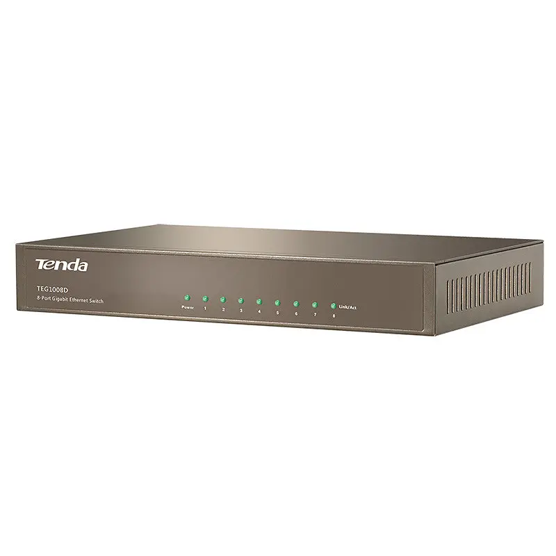 Комутатор TENDA TEG1008D 8port 10/100/1000 BaseTX, desktop, метал - фото 3