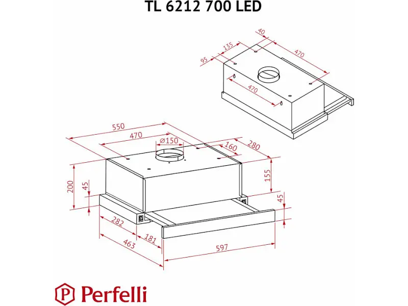Витяжка телескопічна Perfelli TL 6212 Full BL 700 LED - фото 11