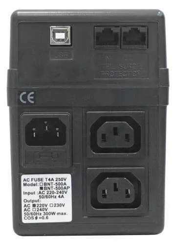 Джерело безперебійного живлення PowerCom BNT-800AP Black, 800 ВА, 480 Вт, лінійно-інтерактивний, AVR, 2 розетки (IEC), захист RJ45 - фото 2