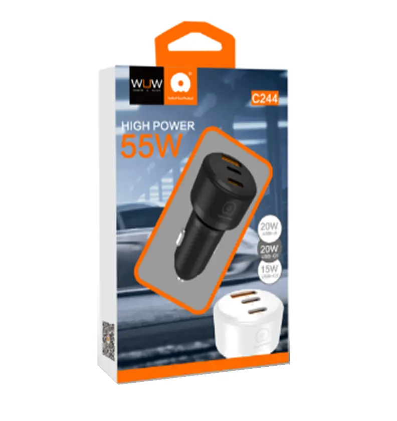 Автомобільний зарядний пристрій WUW-C244 USB20W+PD20W+PD15W чорний - фото 2
