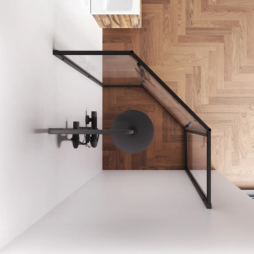 Душове огородження 5-corner Pivot AM.PM Gem 90×90 см, без піддону, чорний матовий профіль W90UG-405-9090-BT - фото 4