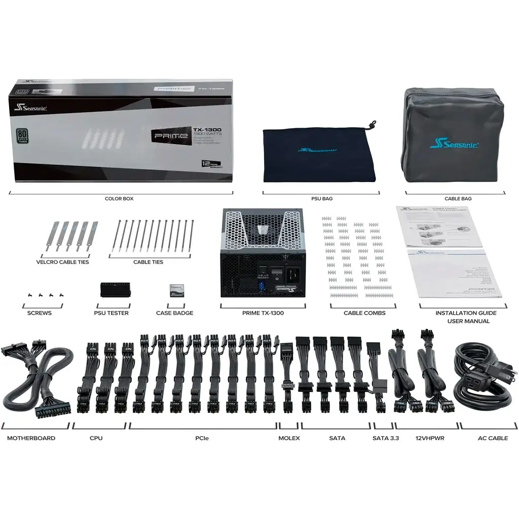 Блок питания Seasonic Prime TX 1300W 80+ Titanium (PRIME-TX-1300-ATX30) - фото 9