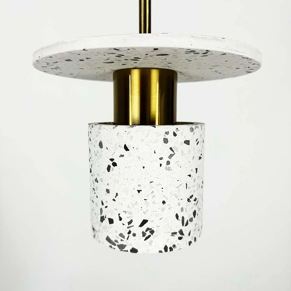 Подвес Terrazzo Cylinder с белым бетонным плафоном 20 см в стиле Ар-деко | Line F | Арт. MJ162-200 WT - фото 4