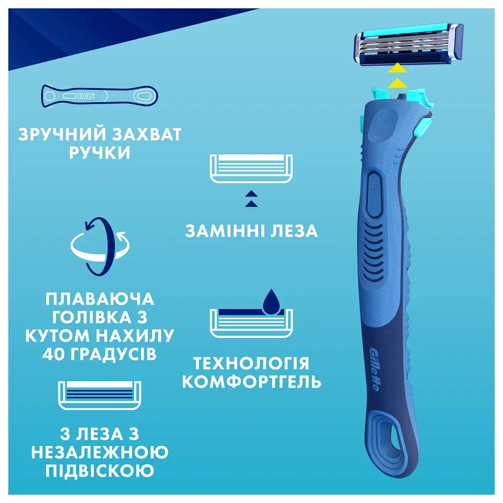 Змінні касети Gillette Sensor 3+ Comfort 8 шт. (8700216873727) - фото 8