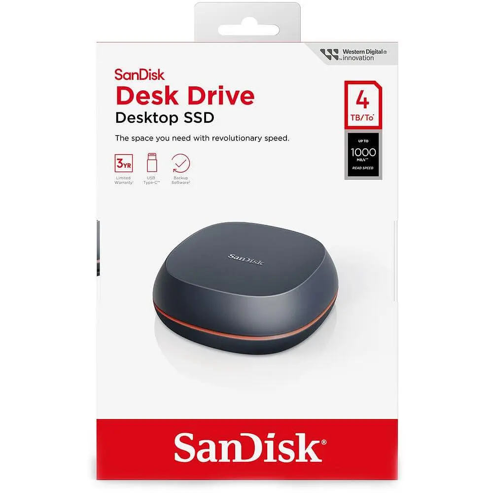 SANDISK Desk Drive 4TB USB Type-C Desktop External SSD, up to 1000MB/s, High-capacity Solid State Drive - фото 6