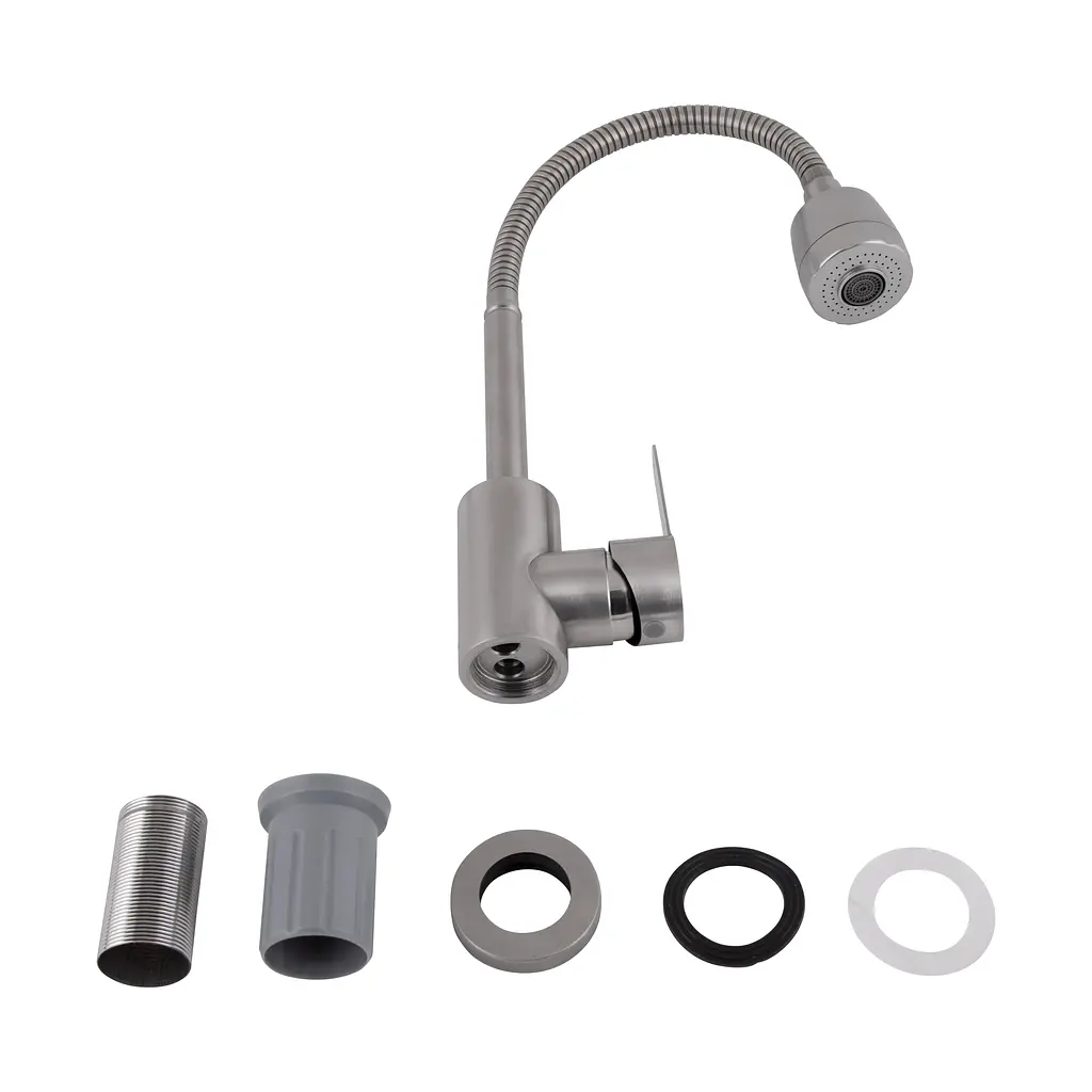 Змішувач для кухні Brinex Pure 015F41 з гнучким виливом Nickel BRIPUR015F41NKL - фото 5