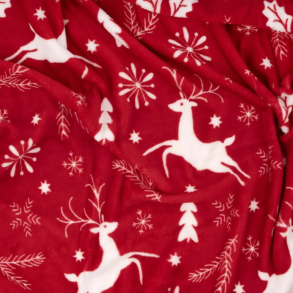 Плед Ardesto Christmas Flannel 160х200 см 100% полиэстер олени красный pbe0050481 - фото 4