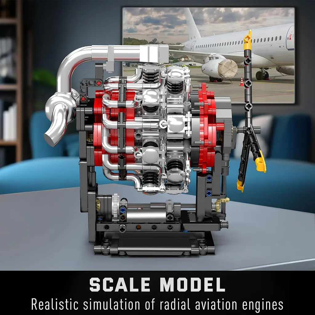 Конструктор двигун  Mould King авіаційний радіальний Radial Aviation Engine  моторозований дитячий мотор 1147 деталей - фото 7