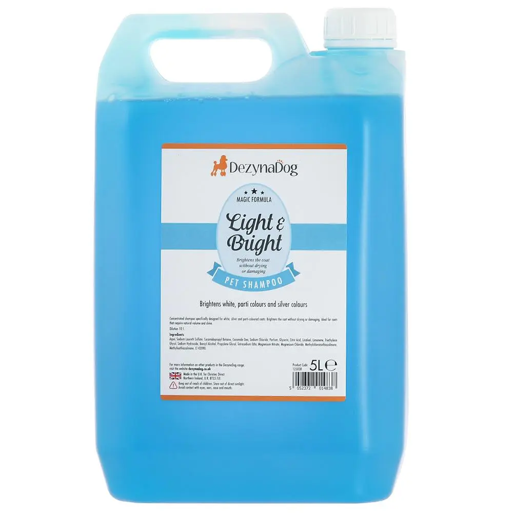 Шампунь Dezynadog Light Bright White Coat Colour Enchance для посилення кольору білих срібних та кольорових порід собак додає блиск та посилює колір 5л арт. 125038