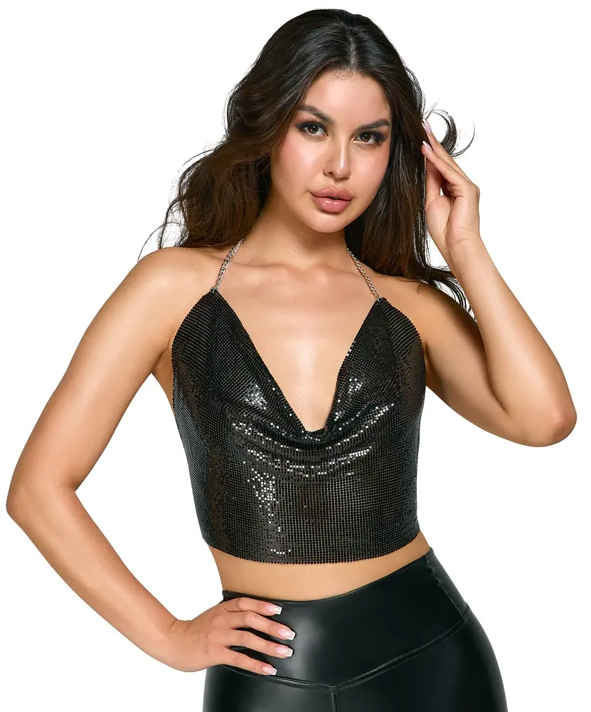Топ - Cottelli Collection Metal Top Black S-L - фото 2