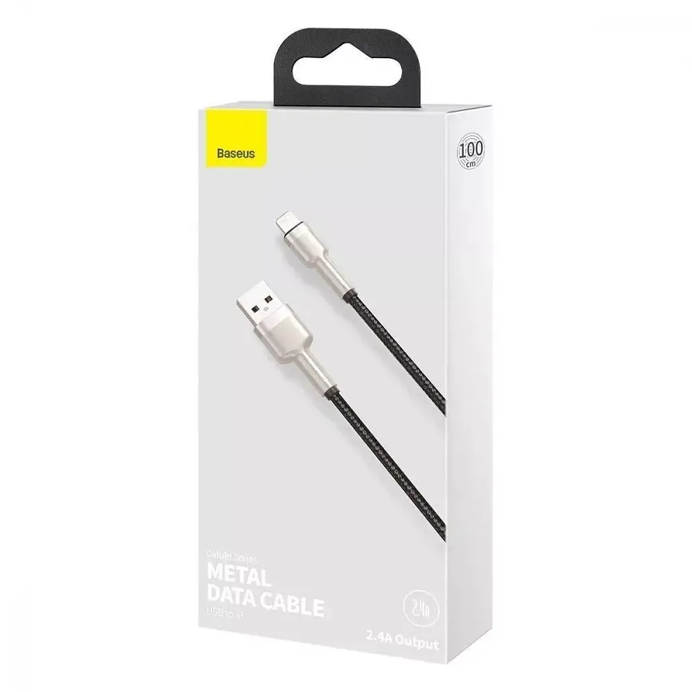 Кабель Baseus Cafule Metal USB - Lightning (M/M), 2.4A, 1 м Black (6953156202245) - фото 2