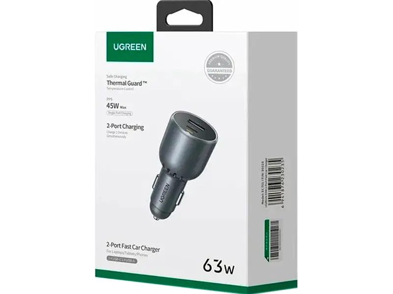 Автомобільний зарядний пристрій UGREEN EC701 63 W Gray (35023) - фото 3