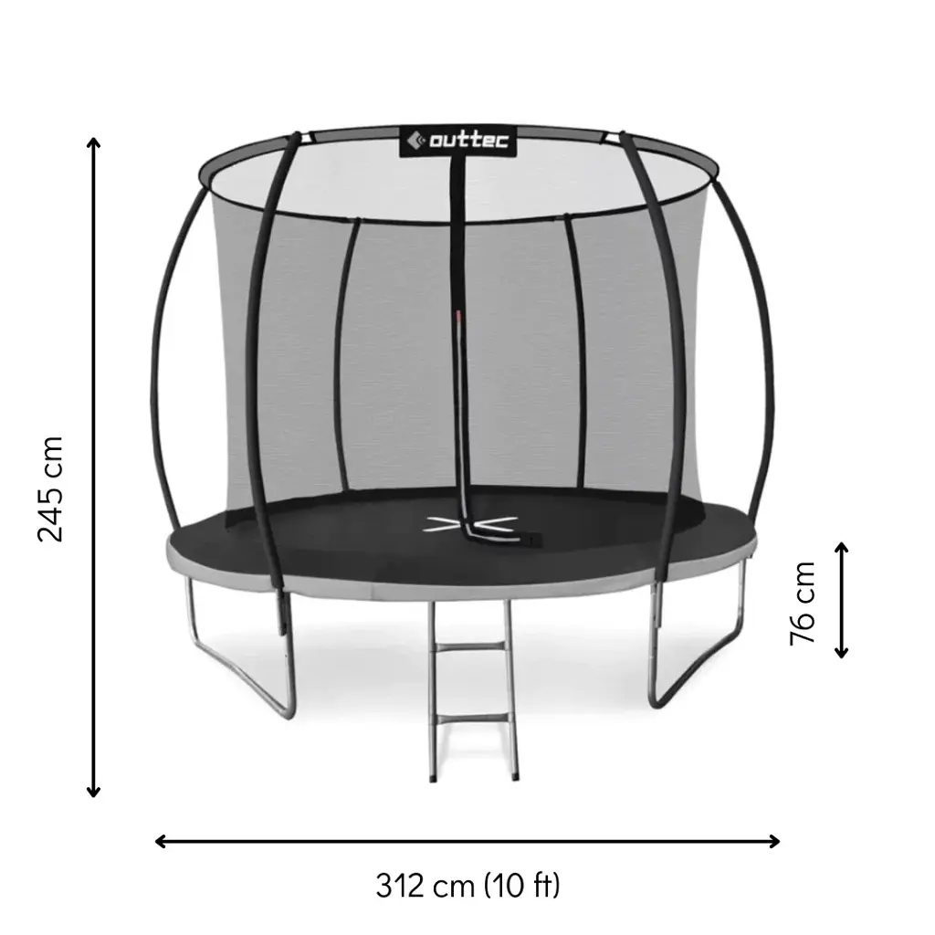 Батут Outtec Premium 10ft з внутрішньою сіткою 312 см чорно-сірий - фото 2