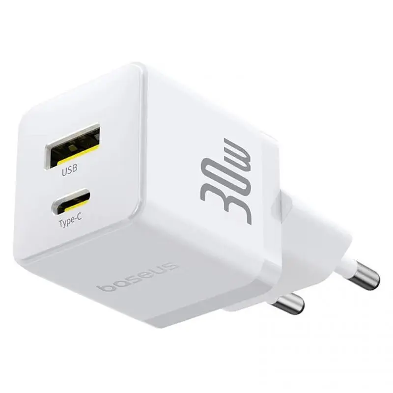 МЗП Palm Fast Charger 30W (1USB-A/1C) (P1011160A) Moon White Baseus teh0029603 - фото 4