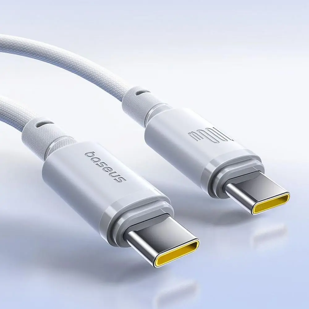 Кабель Baseus New Braided Fast Charging Type-C to Type-C 100W (1m) white (E0426V01) - фото 3