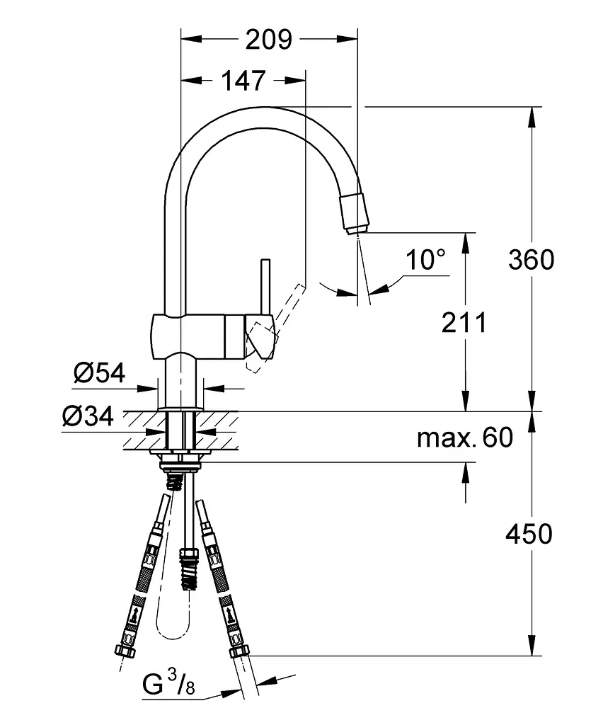 Змішувач для кухні з висувним виливом Grohe Minta 32918000 Хром - фото 4