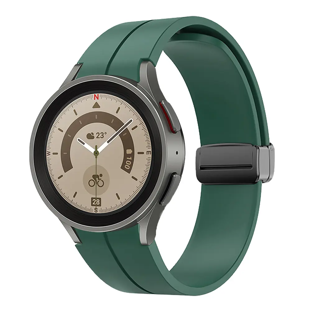 Браслет Cls-black для Samsung Galaxy Watch 5 - темно-зеленый ширина крепления 20мм силикон Watchbands (W33-1WB12227561) - фото 2