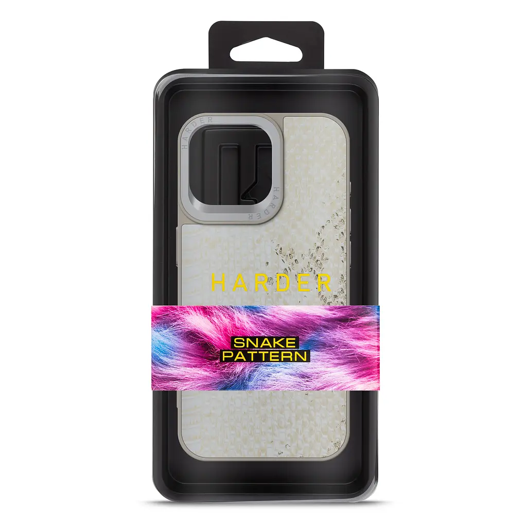 Кожаный чехол для Apple iPhone 15 Pro Max, Harder Snake Pattern, бежевый, термополіуретан ТПУ + экокожа с текстурой змеиной кожи, панель, защита корпуса, противоударный, микрофибра, рамка вокру камеры, защита всего корпуса, (ARM76801) - фото 3