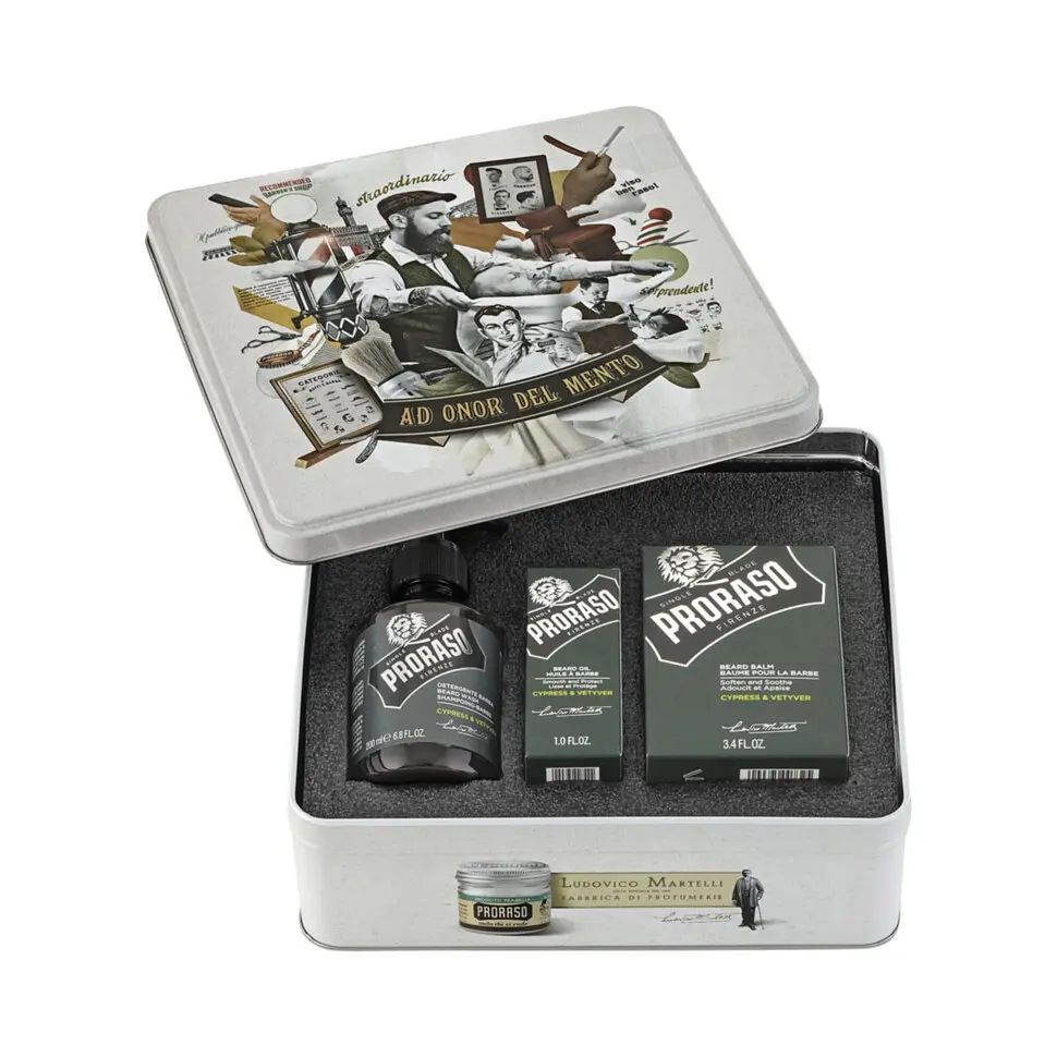 Подарунковий набір для бороди Proraso Cypress & Vetyver Beard Kit (balm/100ml + ѕhамр/200ml + oil/30ml)