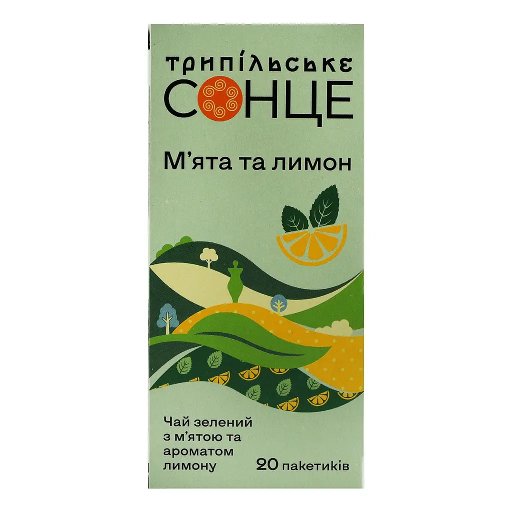 Чай зелений Трипільське Сонце м’ята та лимон 32 г (20 шт x 1.6 г) - фото 2