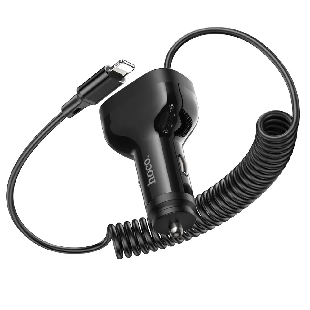 Автомобільний зарядний пристрій Hoco NZ11A 2USB/ Type-C PD 30W чорний + кабель Lightning - фото 5