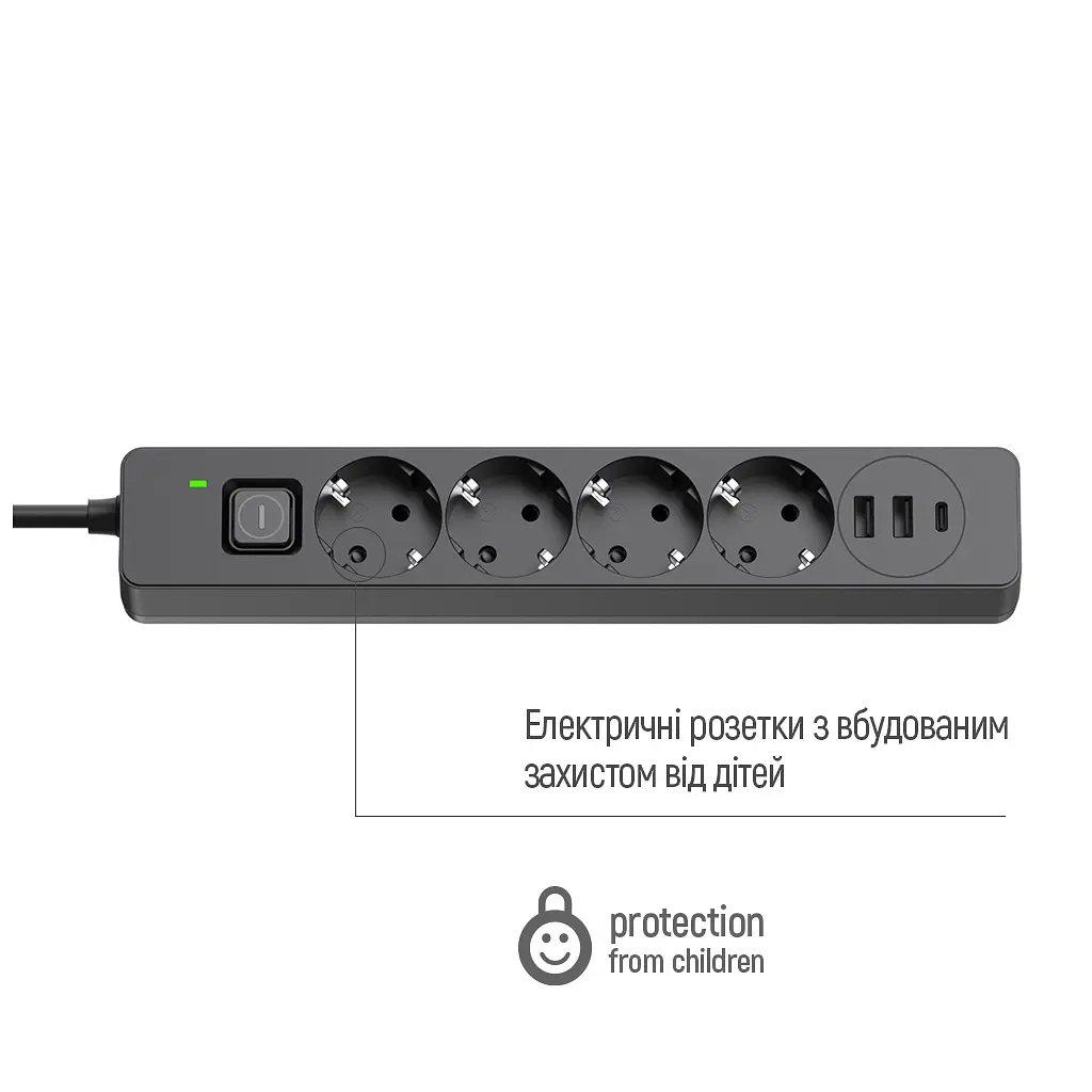 Мережевий фільтр живлення ColorWay CW-CHE435PDB, 4 розетки/3USB 5M (CW-CHE435PDB) - фото 8