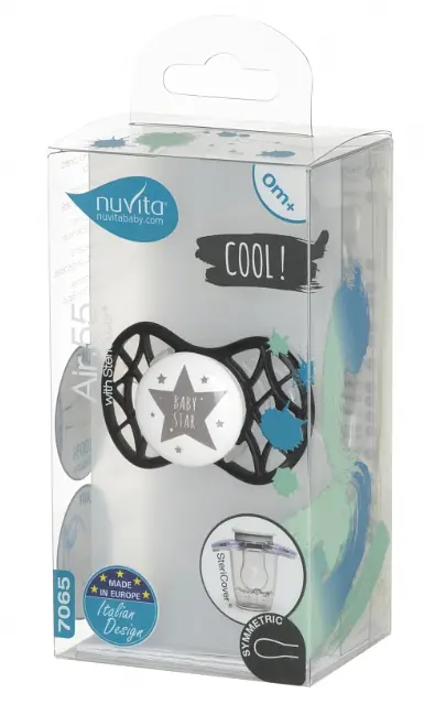 Силиконовая симметричная пустышка Nuvita Air55 Cool Baby Star, 0+ мес., черный (NV7065IB) - фото 4