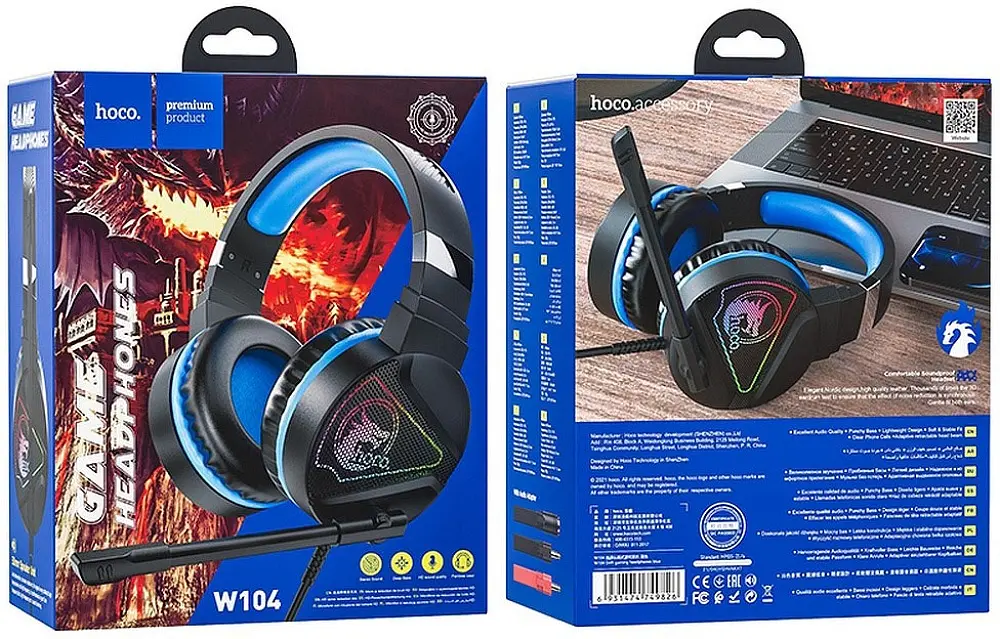 Игровые Наушники Hoco W104 Drift Синий - фото 4