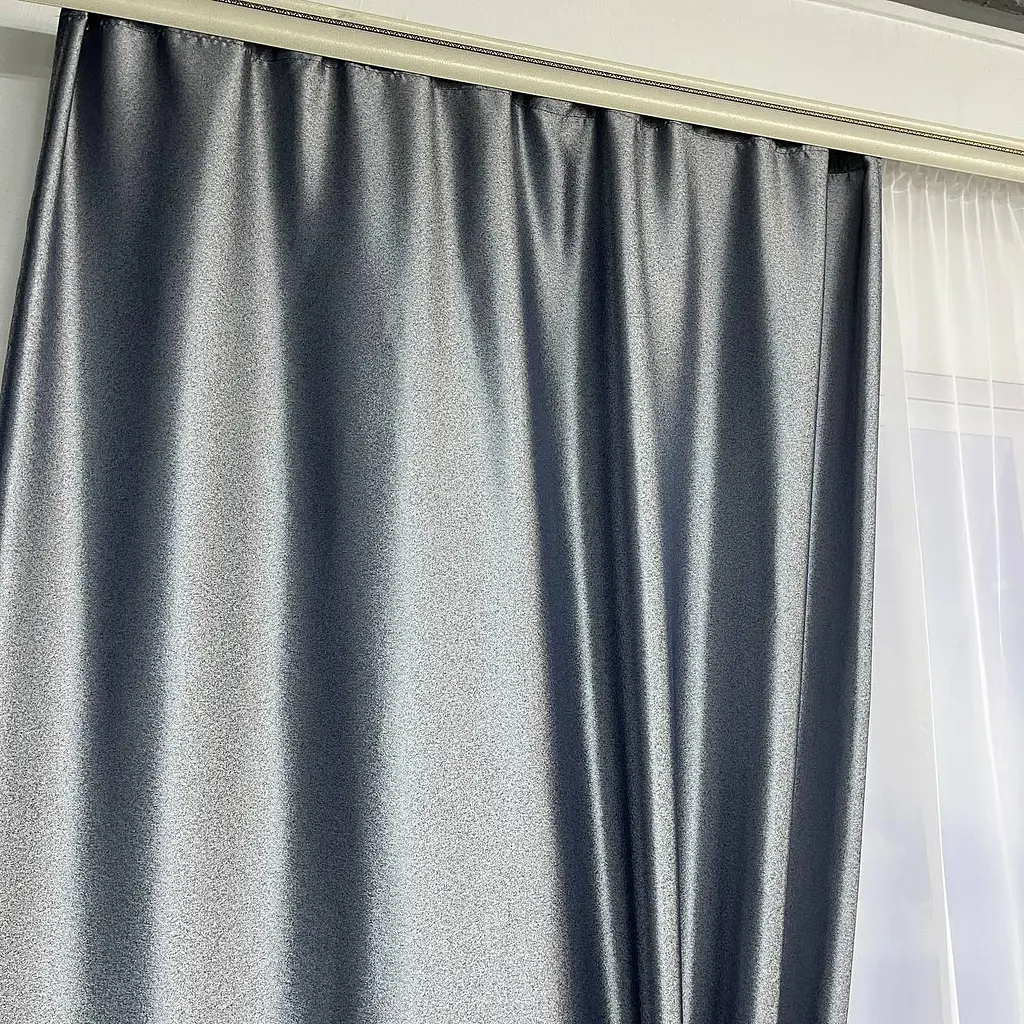 Жакардові штори сіро-синього кольору на тасьмі 2шт. 140х270 ALBO pbe0052411 - фото 7